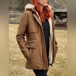 Mango Green Fur-Lined Parka